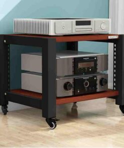 Meuble HiFi AV, Meuble Rack Audio, Meuble stéréo Domestique Multicouche sur Pied, étagère de Rangement Ouverte, for la Maison/Le Bureau/Le cinéma(Teak,23.6x19.6x15.7in)