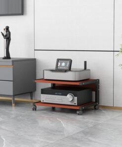 Étagère de rangement à 2 niveaux – Rangement ouvert amovible pour accessoires TV et composants audio vidéo – Armoire multifonction pour salon organisé