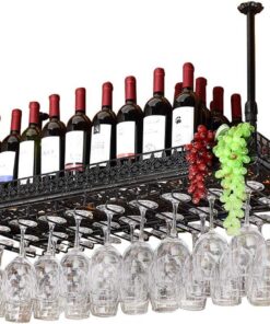 Étagère à vin Suspendue au Plafond, en métal, pour Verres à Pied, décoration pour Bars, Cuisines, Rangement, 3 Couleurs et Tailles
