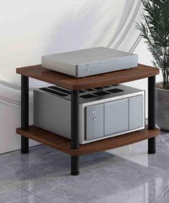 Support de Rangement multimédia en Bois, Meuble stéréo de Divertissement, Support TV à 2 à 4 Niveaux, Support Audio for Composants, Support stéréo for téléviseur, Support multimédia AV(Brown,2