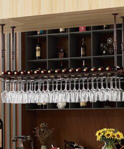 Étagère à vin de Plafond, présentoir à Bouteilles de vin, présentoir à Verres à Pied Suspendu pour la Maison, Support décoratif Noir pour Bar et Restaurant (Taille : 60 x 30 cm)