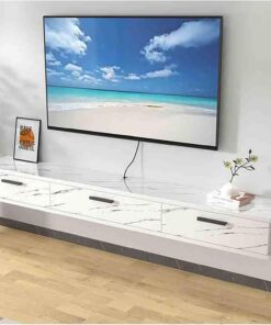 Générique Meuble TV Flottant avec 2 tiroirs, étagère TV Murale, Console multimédia, Console TV Flottante avec armoires pour Chambre à Coucher, Salon (E, 140 cm/55 Pouces)