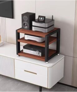 Support de Composants Audio vidéo de Bureau à 3/4 Niveaux, Support multimédia pour Platine Vinyle, unité d'organisation de Stockage stéréo de Bureau Ouverte, Lecteur de Disque, Haut-Parleur,