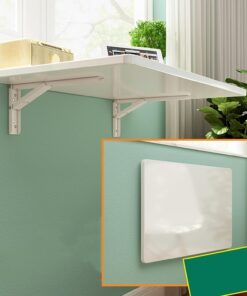 Étagère Pliante Robuste avec Supports, Table Murale Rabattable pour Cuisine/Balcon, établi Pliable avec Finition Blanche, Bar à Petit-déjeuner Flottant Pliable et Suspendu pour Un Gain de pl