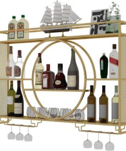 Meuble à Cocktail en métal, Support Moderne en Fer pour Verres à Champagne, pour Bar, Restaurant, Maison, Bar, Cuisine (Dimensions : 120 x 15 x 80 cm, Couleur : doré)
