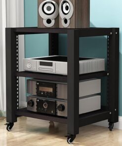 Meuble Hifi,Support Multimedia Imprimante 2/3/4/5 niveaux,étagère DVD,Meubles pour Audio/Vidéo,Armoires de Rangement de Jeux avec étagères réglables,Petit Centre de Divertissement Multifonction(Nero,6