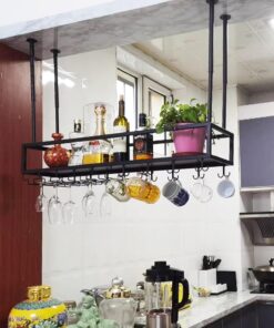 Support de Verre à vin à Suspendre au Plafond, Support de Bouteille de vin en métal, décoration d'affichage, Support de Stockage de vin pour Bars, cafés, étagère de Rangement flott