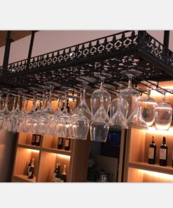 Étagère à vin de Plafond, étagère de Rangement pour Bouteilles de vin, Support à Verres à vin Suspendu, Support d'affichage pour Bar à Domicile, Restaurant, Organisateur, ha