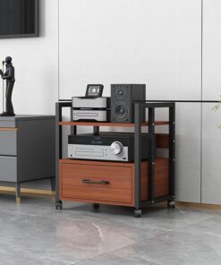 Meuble chaine hifi,étagères audio-vidéo,Meuble hifi,Support Multimédia Audio Et Vidéo D'angle For TV,meuble chaine hifi Rangement Audio Et Vidéo For Bureau À Domicile,stand multimédia AV(Walnut,3-laye