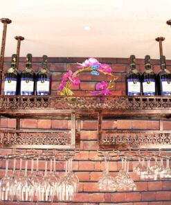 Casier à vin Mural réglable en Fer pour décoration de Plafond, Support Industriel à Suspendre pour Verres à vin, Support pour Bouteilles de vin Vintage pour Bars, Maison et Cuisine