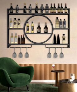 Étagères de Bar, casier à vin Mural et Support à Verres, unité de Bar à Domicile avec réfrigérateur, étagère de Bar pour pub à Domicile pour Restaurant à Domicile, Bars, Cuisine (t