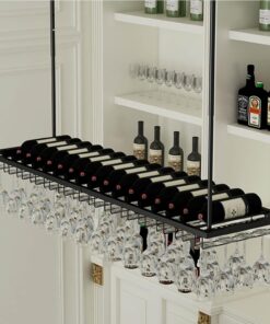 Support à vin Suspendu au Plafond pour Bar, Support à Bouteilles de vin Suspendu au Plafond, Support Mural pour Verres à Pied, Verres à Champagne, Support d'affichage pour sous-Arm