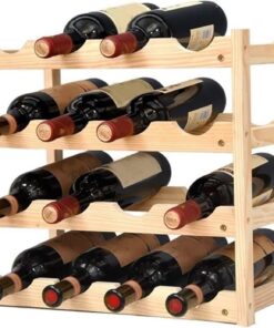 Étagère à vin en bois massif à 4 étages pour 16 bouteilles de vin - Organiseur pour la maison, la cuisine, le bar - En bois de pin - Pour un rangement horizontal