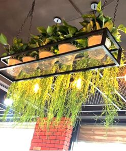 Casier à vin Suspendu au Plafond, Support à Fleurs, Porte-Bouteille de vin, étagère de Rangement Flottante, Cadre d'affichage - Organisateur d'étagère à vin Noir pour Bars, Restaurants, cuis