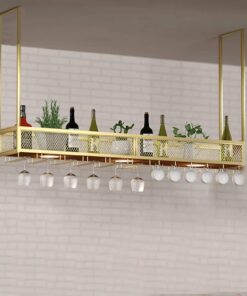 Casier à vin en Fer forgé pour Bar à Domicile, étagère Plate à l'envers, Support pour Verre à vin, Armoire à vin Suspendue, Supports Suspendus, décoration de Bar, Support de rangem