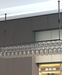 Porte-Verre à vin Suspendu au Plafond, Porte-Bouteilles en métal, Porte-Verre à vin, Porte-Manteau, étagères de Bar flottantes pour Bar, étagères de Cuisine (Taille : 150 x 25 x 21 cm)