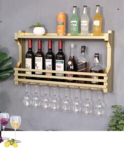 Casier à vin Flottant avec Support en Verre et étagères pour Bar à Domicile Moderne, Mini-Bar, présentoir pour Bouteilles d'alcool, Support de Rangement pour vin pour Cuisine et ca