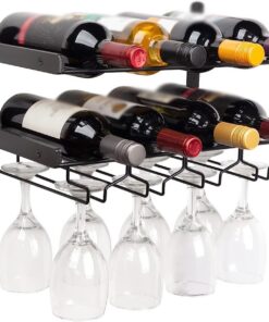 Casiers à vin muraux industriels pour Bouteilles de vin, Support de Verre à Bouteille de vin Suspendu en métal, Supports flottants pour Affichage de Bar à Domicile, étagères de ran