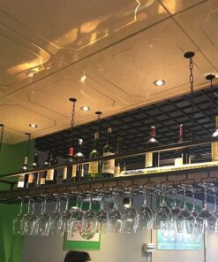 Casier à vin de Plafond, Porte-Bouteilles de vin Suspendu, Support pour Verres à vin, Support pour Verres à Pied, Support pour Bouteilles de décoration Vintage, idéal pour Bar, café, Cuisine