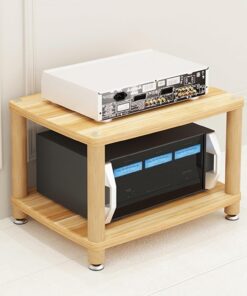 Meuble Chaine Hifi à 2/3/4 niveaux,Meuble Imprimante,Meubles Multimedia,Meuble stéréo support audio,Rangement Maison,Étagère pour Audio/vidéo en bois,pour Bureau Salon(Light Walnut,60x48x46cm)