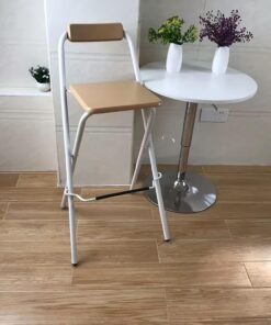 Tabouret de Bar Pliant avec Dossier Haut et Repose-Pieds pour Bistro, pub, Salle à Manger, café, Environ 65 cm (26 Pouces)
