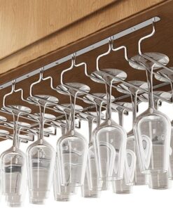 Support à Verres à vin Suspendu sous Armoire, Support à Verres à Pied pour Bar, Cave, Rangement à 7 rangées (Largeur : 28 cm)