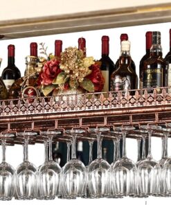 Casier à vin Suspendu, Porte-Bouteille de vin au Plafond, étagère de Rangement pour Verres à Champagne, étagère de Rangement pour sous-Armoire, Cuisine, Bar, étagères flottantes pour organis