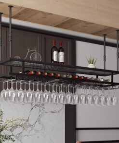 NMDCDH Porte-Verre à vin de décoration de Plafond, Support d'affichage de Porte-Bouteille de vin Suspendu, pour Les Bars sous Les armoires, Les Restaurants, Les Cuisines, Le Support de ve