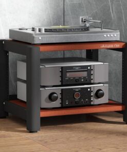 Meuble HiFi à 2, 3, 4 ou 5 Niveaux, Meuble Audio Vidéo multimédia avec étagère réglable en Hauteur, Meuble stéréo de Rangement Ouvert Multifonction, Meuble Rack Audio(Teak,40cm/15.7in)
