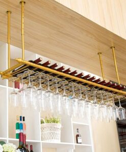 Casier à Verres à vin au Plafond, casier à Verres à vin Suspendu, Armoire à vin Suspendue réglable en Hauteur de 11,8 à 23,6 Pouces, casier à vin Mural Parfait pour Bar et cuisine/60 cm