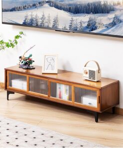 Générique Meuble TV, Meuble de Rangement pour Centre de Divertissement, Console multimédia, Meuble TV Moderne à Profil Bas avec Rangement pour Salon (Marron, 120 cm/47 Pouces)