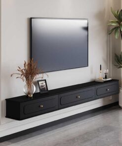Étagère TV Flottante avec Porte Battante,Meuble TV Flottant à Fixation Murale,Étagère TV Murale avec Tiroirs,Console Multimédia,Convient pour Le Salon La cChambre à Coucher.