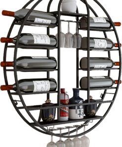 Casiers à vin muraux, étagères flottantes en métal pour Bar, Support à gobelets Suspendu Simple avec cloisons, casier à vin pour Bouteilles de vin, étagère de présentation pour BOU