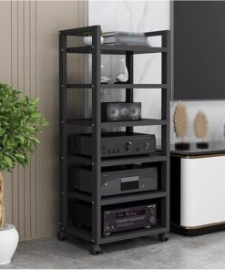 Support multimédia AV à 6 Niveaux, Tour de Support Audio/vidéo, Support de Console pour Lecteur de Disque CD Ouvert/Support stéréo/Armoire de Rangement de Composants, étagères de Jeu d'angle