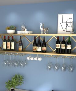 Étagère à vin Murale avec Support pour Verres à vin Suspendu, Mini-Bar, Armoire à Liqueur, présentoir pour Bouteilles de Bar, Rangement pour Verres à vin, étagère de Cuisine pour Bar à domic