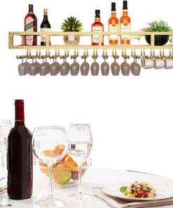 Casier à vin Mural Moderne avec Support en Verre, étagère élégante pour Bouteilles d'alcool avec lumière LED pour Bar à Domicile ou Cuisine.