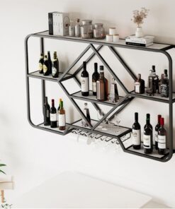 Casier à vin Mural pour Cuisine avec Support pour Verre à vin - Meubles de Bar pour la Maison, Armoire à Liqueur, étagères de Bar pour Le Stockage et la présentation du vin