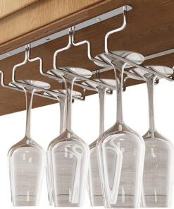Support à Verres à vin Suspendu pour Bar à Domicile, Support de Rangement sous Armoire avec 3 rangées, Largeur 18 cm