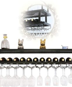 MObyat Casier à vin Suspendu au Plafond avec Support en Verre, pour Les Amateurs de vin, Meubles de Bar et casier à vin, casier à vin au Plafond, Porte-Verre à vin Suspendu, Porte-bouteil