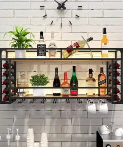 Casier à vin mural avec support pour verres à pied, présentoir à vin mural pour bar, présentoir à vin mural, casier à vin pour salle à manger, maison, bar, cuisine (taille : 100 x 25 x 55 cm