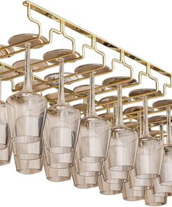 Support de Rangement pour Verres à vin sous Armoire, en métal doré, pour Cuisine, Bar, Restaurant, 91 x 22,5 x 5,5 cm
