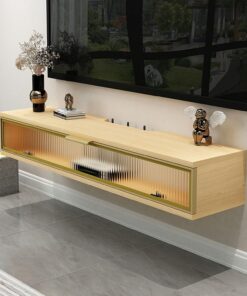 Meuble TV Mural, Support TV Flottant, Meuble TV Mural, Console TV en Bois, Meuble multimédia avec Rangement, Table TV, Support TV étagère, Centre de Divertissement pour Salon Chambre (couleu