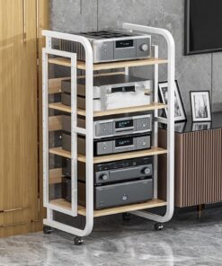 Meuble Haut-Parleur AV à 3, 4 et 5 Niveaux avec Support pour Lecteur CD ; Meuble Haut-Parleur Moderne ; Meuble Rack vidéo Multifonctionnel avec étagères réglables ; Support pour Lecteur Tour