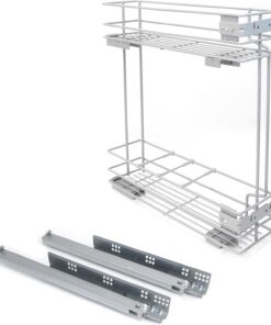 Emuca - Porte-bouteilles latéral extractible Supra avec fermeture amortie, Module 150mm, Peint en gris métallisé, Acier