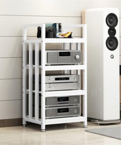 Étagère d'angle pour Support multimédia AV à 4 Couches, Support multimédia Audio-vidéo de Grande capacité/Centre de Divertissement – Capacité de Charge 881 LB, amplificateur/Haut-parleurs/Le