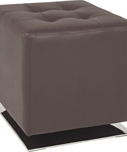 HAKU Möbel Tabouret Marron, chromé, Tissu synthétique Aspect Cuir, métal - Dim.: L 40 cm x H 42 cm x P 40 cm, Style: Modern