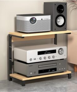 Support Audio, étagère multimédia, Support de Console de Jeu, étagère DVD, Support de Support Audio stéréo, Support d'étagère de Jeu sous TV, avec Support de Rangement, Gain de Place, pour l