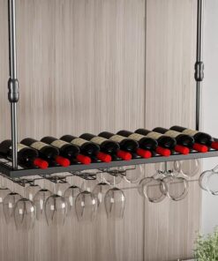 Étagère à vin Suspendue Moderne à Plusieurs Niveaux avec étagère de Plafond, présentoir élégant pour Bouteilles de vin, Rangement pour la Maison, Le Restaurant et Les Bars, Support Flottant
