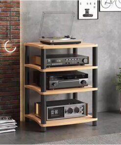 Armoire de Support multimédia Audio vidéo à 4 étagères, système de Support stéréo autoportant pour la Maison, Support d'équipement Audio à extrémité Ouverte, Supports Hi-FI, Organisateur de