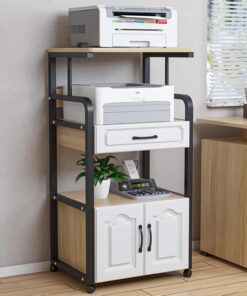 Meuble HiFi à 4 Niveaux, Meuble stéréo avec tiroir, Meuble Audio Vidéo de Rangement Ouvert, Meuble Rack Audio Multifonction, for la Maison/Le Bureau/Le cinéma(Wood Color)